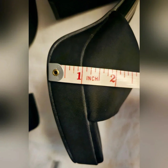 ZARA Y2K Black Satin Leather Square Toe Platform Heels Sz 7.5/ 8 US/38 Eu - Picture 11 of 14